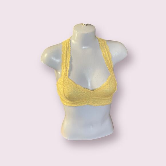 Free People Intimately FP Galloon Lace Racerback Bralette Yellow & Green S New - Picture 9 of 15
